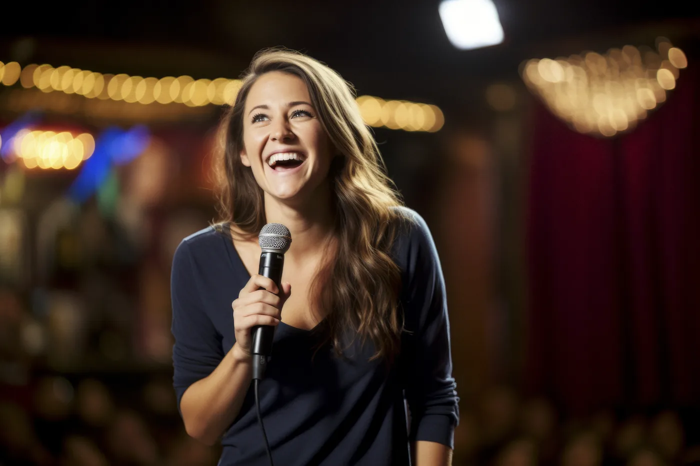 Élève au micro en cours de chant scénique à Nantes